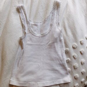 brandy melville white tank top with lace